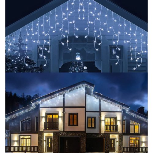Karácsonyi Jégcsap fényfüzér fényeffektes 500 Led 25m kék színben