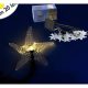 Napelemes karácsonyi LED fényfüzér - csillag alakú, 20 LED, meleg fehér / 5 m