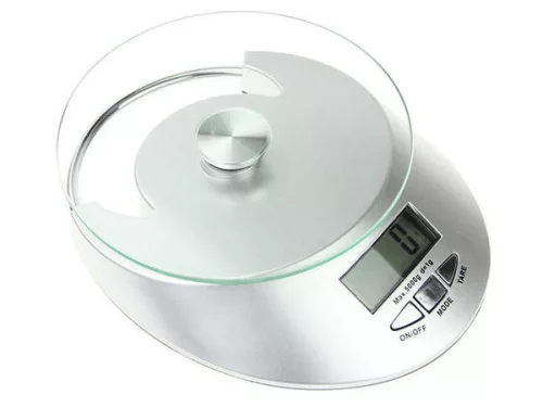 Elektronikus konyhai mérleg 5kg / 1g , üveg tálcával