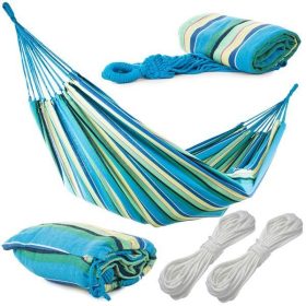   Kerti kétszemélyes pamut függőágy 200x150cm, szÍnes csíkos