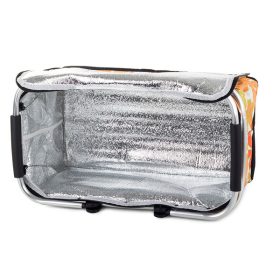 Hűtőtáska, piknikosár fehér virág mintás