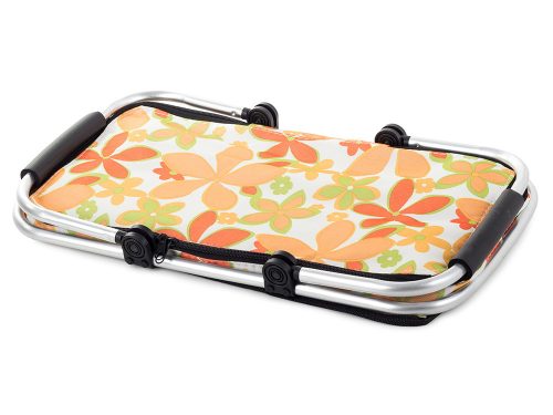 Hűtőtáska, piknikosár fehér virág mintás