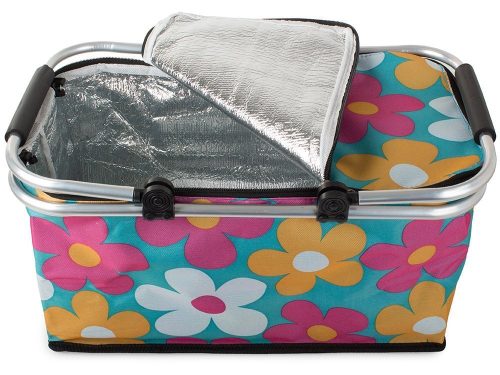 Hűtőtáska, piknikosár színes virág mintás