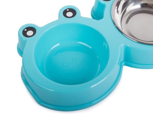 Dupla rozsdamentes tál kisállatoknak, 2 x 0,3l, kék