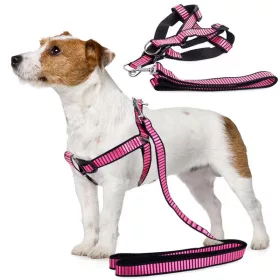   Póráz hámmal (kutya macska) - erős ,hám mellkas méret 50-68cm, pink
