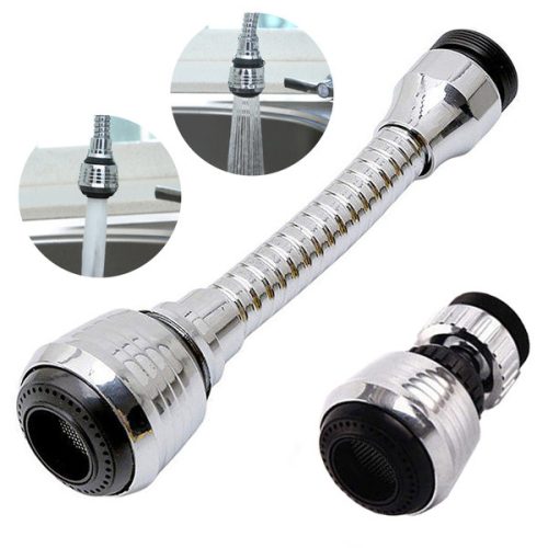 Univerzális rugalmas adapter, hosszabbító a mosogató csaphoz, 2 funkcióval, 360 fokos, 13 cm, ezüsts