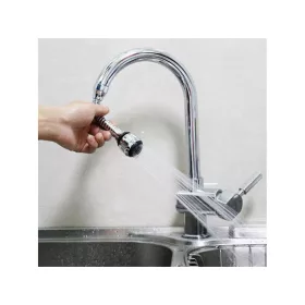   Univerzális rugalmas adapter, hosszabbító a mosogató csaphoz, 2 funkcióval, 360 fokos, 13 cm, ezüsts