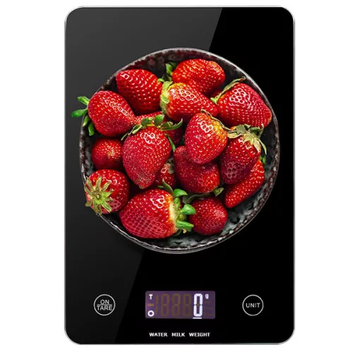 DIGITÁLIS KONYHAI MÉRLEG 5 KG-IG, ÜVEG