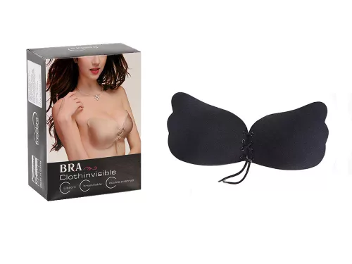 Pánt nélküli push up melltartó, fekete, A méret
