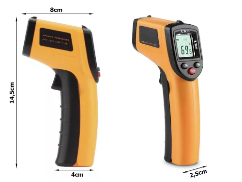 Elemes digitális lézeres hőmérő LCD-vel 380°C-ig