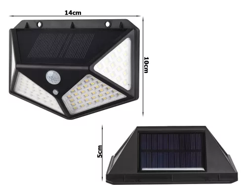 Mozgásérzékelős, 100 LED-es napelemes kültéri lámpa