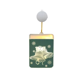   Tapadókorongos LED ablakdísz harang mintával - 11,5x17x1,5cm