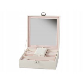 Ékszer tartó doboz tükörrel 25.5x25.5x8.5cm - fehér