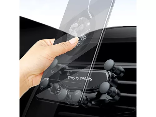 Automatikus autós telefontartó szellőzőrácsra, 9x2,5x7,5cm - fekete