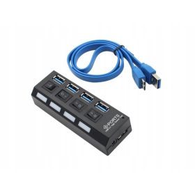 USB 3 elosztó kapcsolóval - fekete