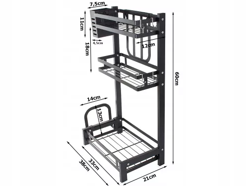 Konyhai rendszerező 60cm - fekete
