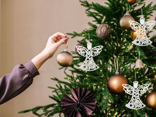 Karácsonyfa díszek 3db angyalok - csillogós fehér