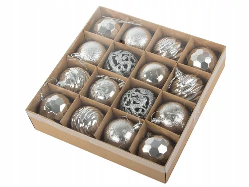 Karácsonyfa gömbök 15db 6cm - ezüst