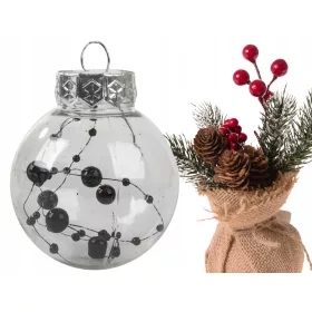 Karácsonyfa gömbök 24db 6cm - fekete/átlátszó