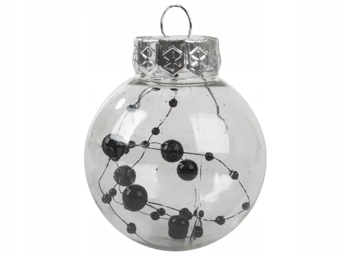 Karácsonyfa gömbök 24db 6cm - fekete/átlátszó