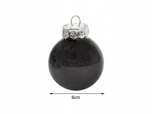 Karácsonyfa gömbök 24db 6cm - fekete/átlátszó