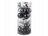 Karácsonyfa gömbök 24db 6cm - fekete/átlátszó