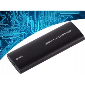 Hordozható M.2 SSD tok, USB-C - fekete