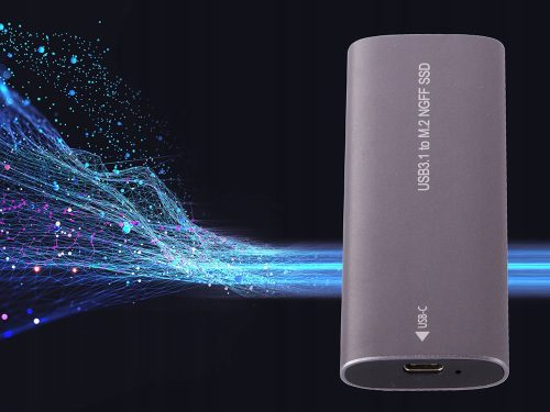 Hordozható M.2 SSD tok, USB-C - szürke