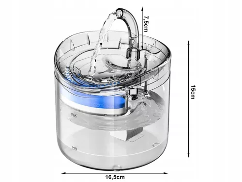Kisállat itató szökőkút átlátszó - 1,8l