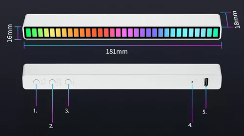 Újratölthető RGB LED VU méter - fekete