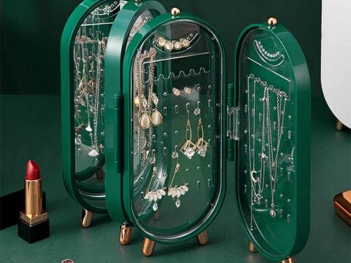 Kihajtható ékszertartó, zöld- 11x6,5x23cm