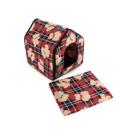 Kisállat fekhely ház, piros - 30x32x26cm