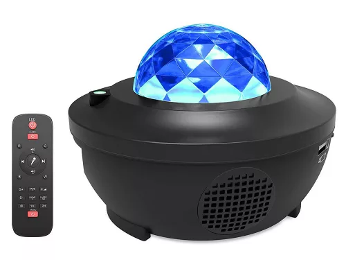 Fény projektor bluetooth hangszóróval és távirányítóval, fekete - 16x12cm