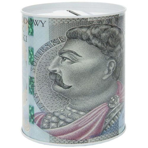 Fém persely pénz mintával - 16x12cm