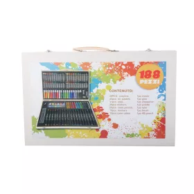 Festő és rajzoló készlet fa tokban 188db - 48x30x5cm
