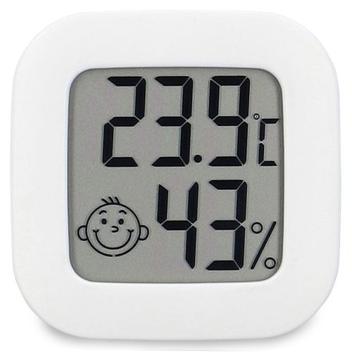 Digitális hőmérő páratartalom mérővel, fehér - 4,5x4,5x1,5cm