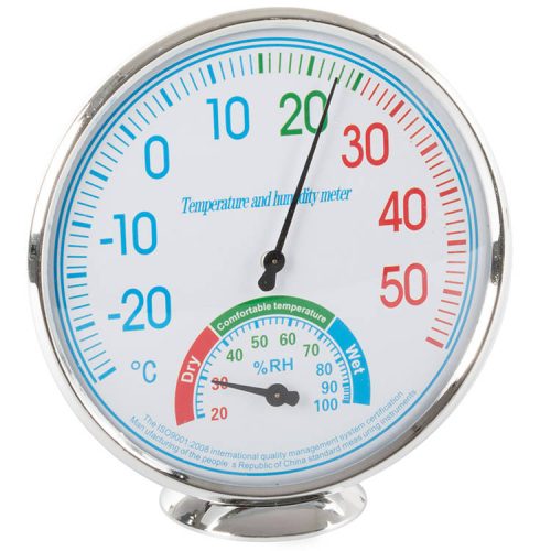 Analóg hőmérő páratartalommérővel, ezüst - 13cm