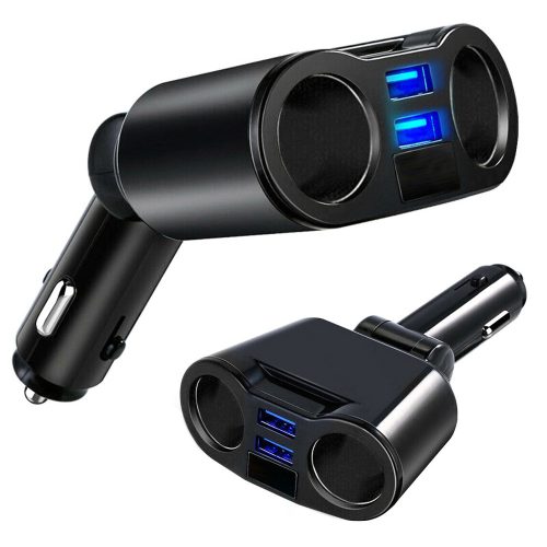 Szivargyújtó elosztó 2xUSB porttal - 13x9x3,5cm