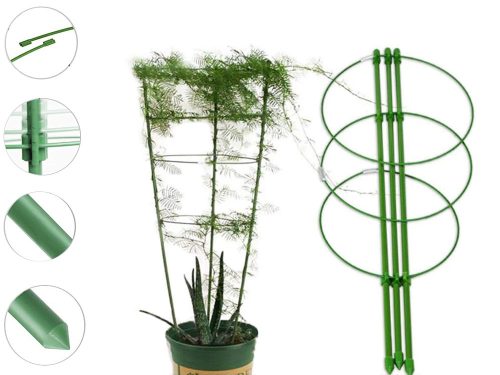 Növénytámasz gyűrűkkel, 60cm - zöld
