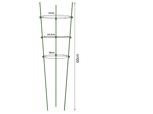 Növénytámasz gyűrűkkel, 60cm - zöld