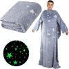 Belebújós ujjas fluoreszkáló pléd - szürke