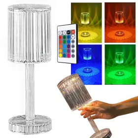   Kristály utánzat RGB akkumulátoros lámpa távirányítóval - 25cm