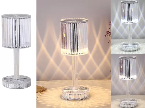 Kristály utánzat RGB akkumulátoros lámpa távirányítóval - 25cm