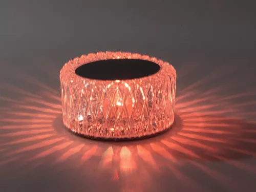 Kristály utánzat RGB akkumulátoros lámpa távirányítóval - 6cm