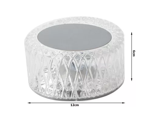Kristály utánzat RGB akkumulátoros lámpa távirányítóval - 6cm