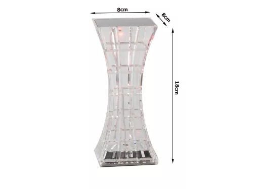 Kristály utánzat RGB akkumulátoros lámpa távirányítóval - 18cm