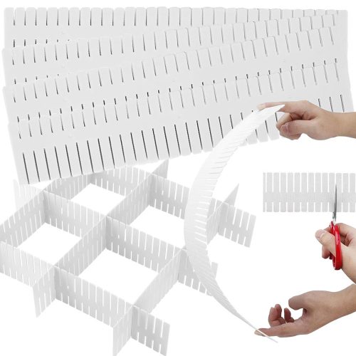 Méretre vágható fiókelválasztó 4db 47x7cm - fehér