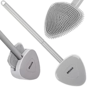 Lapos szilikon WC kefe tartállyal - 33cm