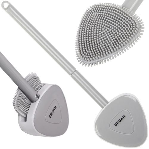 Lapos szilikon WC kefe tartállyal - 33cm