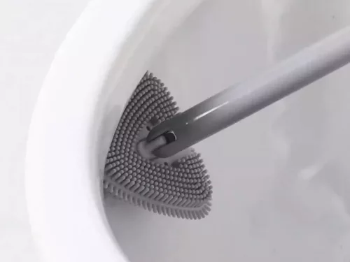 Lapos szilikon WC kefe tartállyal - 33cm